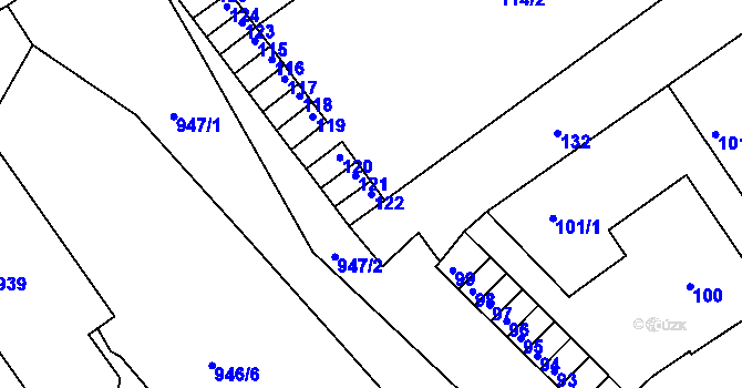 Parcela st. 122 v KÚ Valtice, Katastrální mapa