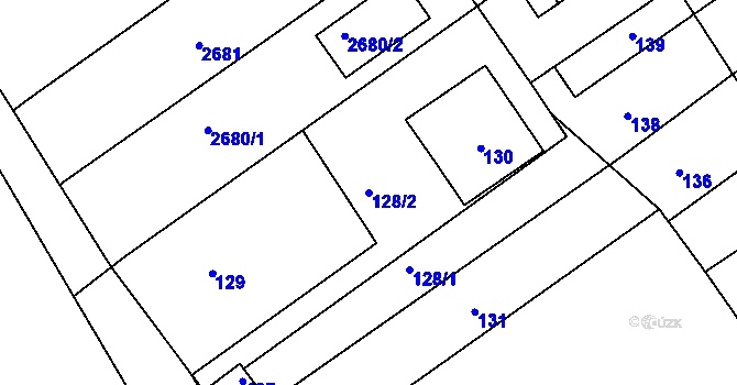Parcela st. 128/2 v KÚ Valtice, Katastrální mapa