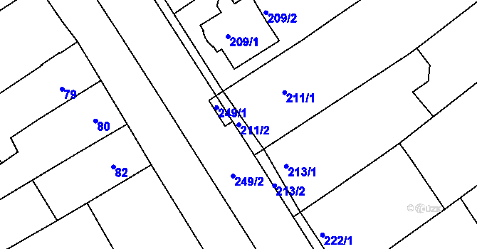 Parcela st. 211/2 v KÚ Valtice, Katastrální mapa