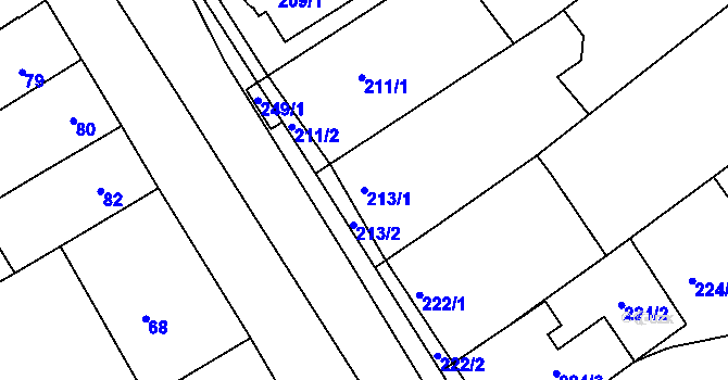 Parcela st. 213/1 v KÚ Valtice, Katastrální mapa