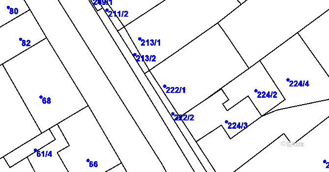 Parcela st. 222/1 v KÚ Valtice, Katastrální mapa