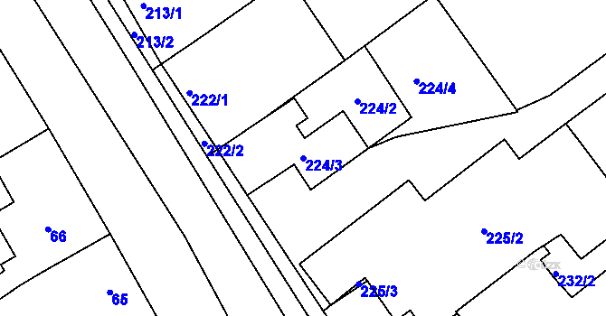 Parcela st. 224/3 v KÚ Valtice, Katastrální mapa