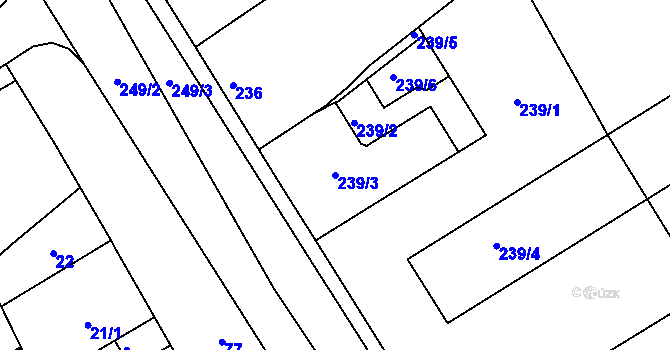 Parcela st. 239/3 v KÚ Valtice, Katastrální mapa