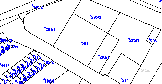 Parcela st. 282 v KÚ Valtice, Katastrální mapa