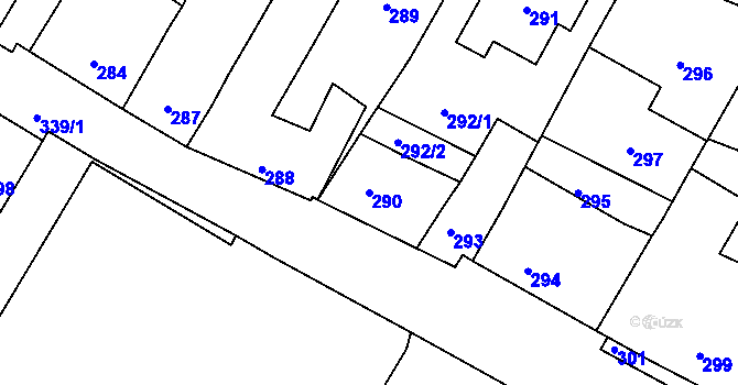 Parcela st. 290 v KÚ Valtice, Katastrální mapa
