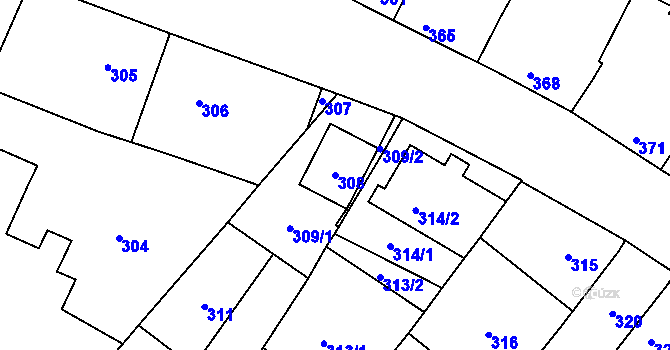 Parcela st. 308 v KÚ Valtice, Katastrální mapa