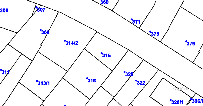 Parcela st. 315 v KÚ Valtice, Katastrální mapa