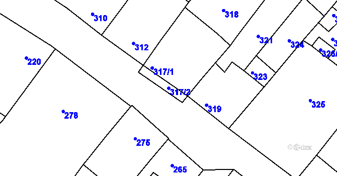 Parcela st. 317/2 v KÚ Valtice, Katastrální mapa