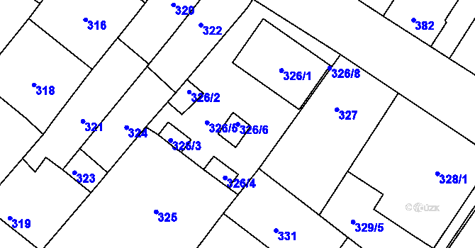 Parcela st. 326/6 v KÚ Valtice, Katastrální mapa