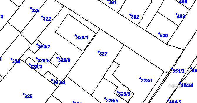 Parcela st. 327 v KÚ Valtice, Katastrální mapa
