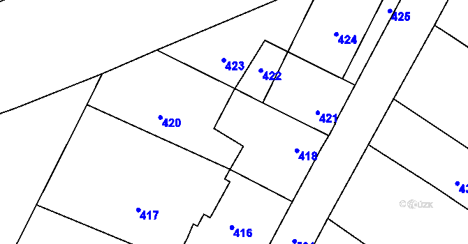 Parcela st. 419 v KÚ Valtice, Katastrální mapa