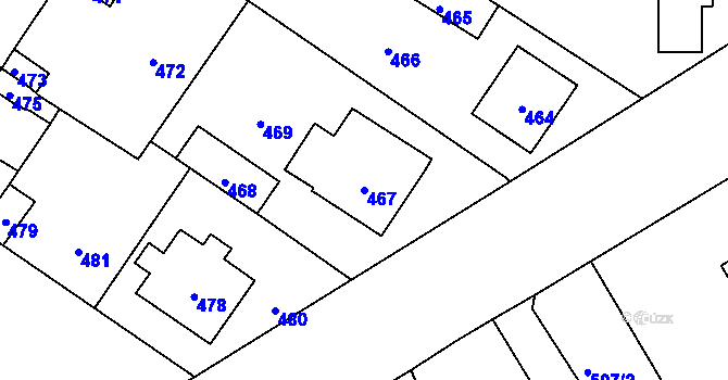 Parcela st. 467 v KÚ Valtice, Katastrální mapa