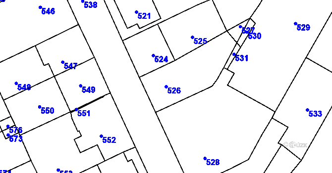 Parcela st. 526 v KÚ Valtice, Katastrální mapa