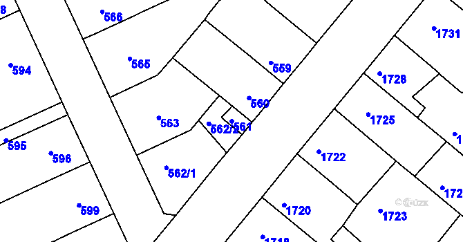 Parcela st. 561 v KÚ Valtice, Katastrální mapa