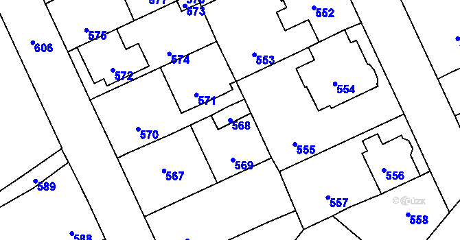 Parcela st. 568 v KÚ Valtice, Katastrální mapa