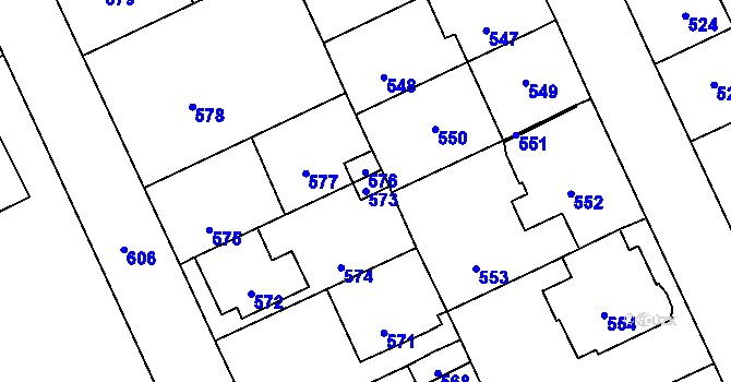 Parcela st. 573 v KÚ Valtice, Katastrální mapa