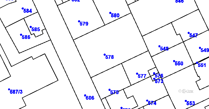 Parcela st. 578 v KÚ Valtice, Katastrální mapa