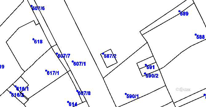 Parcela st. 587/2 v KÚ Valtice, Katastrální mapa