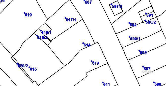 Parcela st. 614 v KÚ Valtice, Katastrální mapa