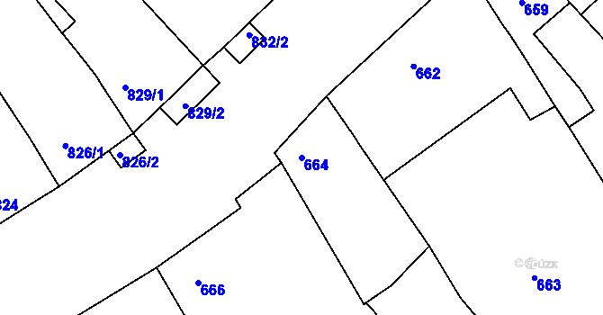 Parcela st. 664 v KÚ Valtice, Katastrální mapa