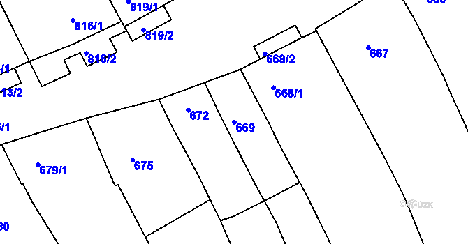 Parcela st. 669 v KÚ Valtice, Katastrální mapa