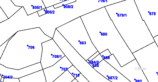 Parcela st. 683 v KÚ Valtice, Katastrální mapa