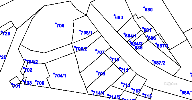 Parcela st. 707 v KÚ Valtice, Katastrální mapa