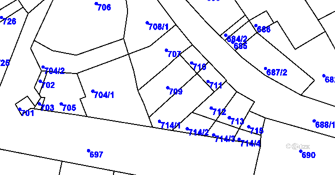Parcela st. 709 v KÚ Valtice, Katastrální mapa
