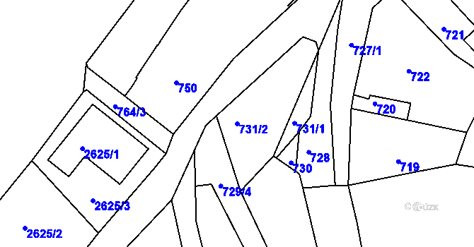 Parcela st. 731/2 v KÚ Valtice, Katastrální mapa
