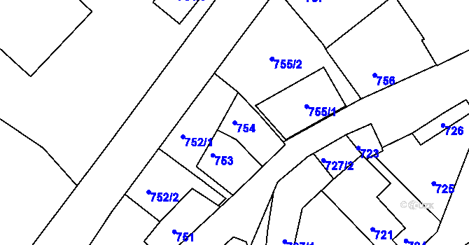 Parcela st. 754 v KÚ Valtice, Katastrální mapa