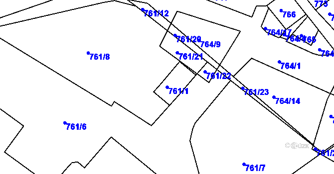 Parcela st. 761/1 v KÚ Valtice, Katastrální mapa