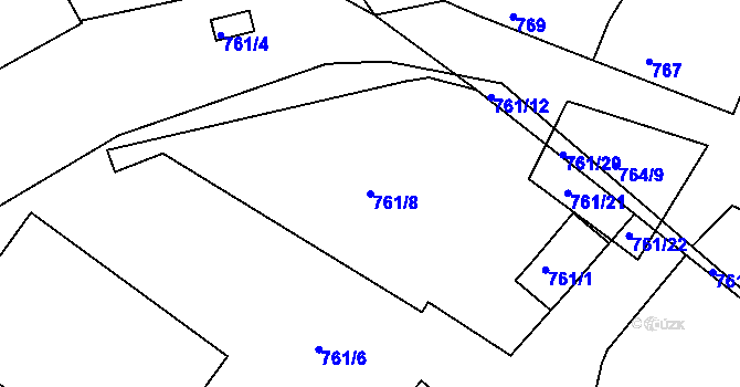 Parcela st. 761/8 v KÚ Valtice, Katastrální mapa