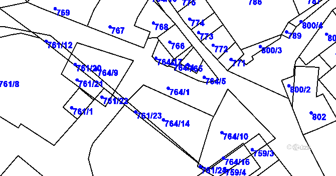 Parcela st. 764/1 v KÚ Valtice, Katastrální mapa