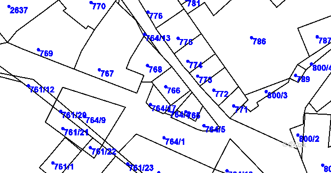 Parcela st. 766 v KÚ Valtice, Katastrální mapa