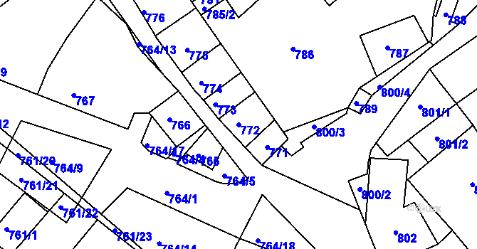 Parcela st. 772 v KÚ Valtice, Katastrální mapa