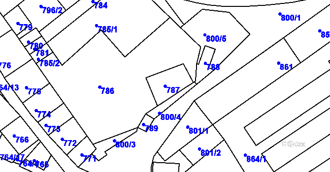 Parcela st. 787 v KÚ Valtice, Katastrální mapa