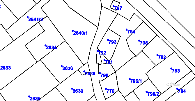 Parcela st. 792 v KÚ Valtice, Katastrální mapa