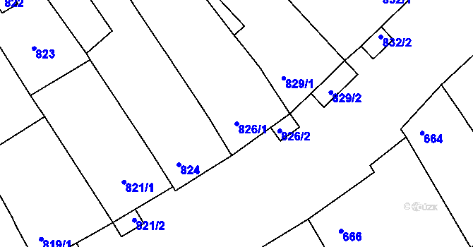 Parcela st. 826/1 v KÚ Valtice, Katastrální mapa