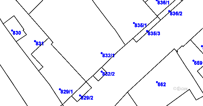 Parcela st. 832/1 v KÚ Valtice, Katastrální mapa