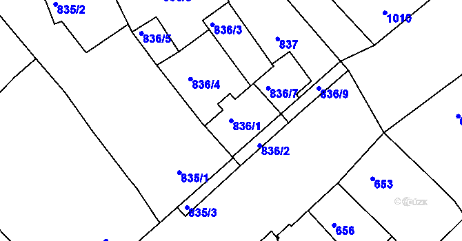 Parcela st. 836/1 v KÚ Valtice, Katastrální mapa