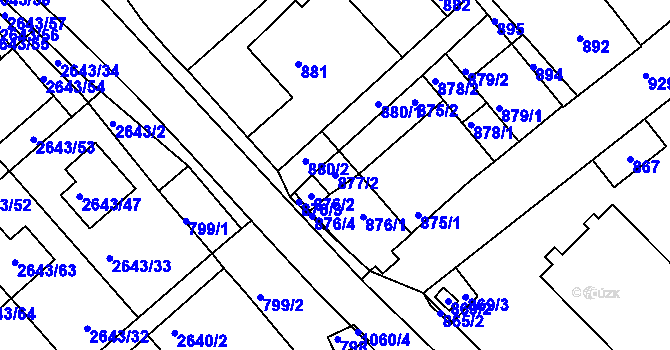 Parcela st. 877/2 v KÚ Valtice, Katastrální mapa