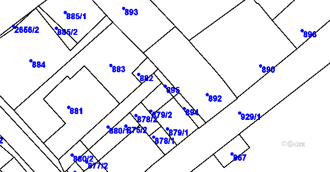 Parcela st. 895 v KÚ Valtice, Katastrální mapa