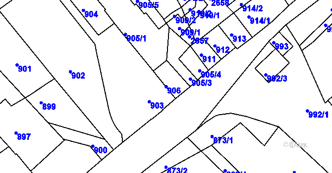 Parcela st. 906 v KÚ Valtice, Katastrální mapa