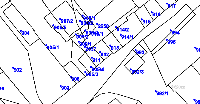 Parcela st. 912 v KÚ Valtice, Katastrální mapa