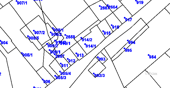 Parcela st. 914/1 v KÚ Valtice, Katastrální mapa