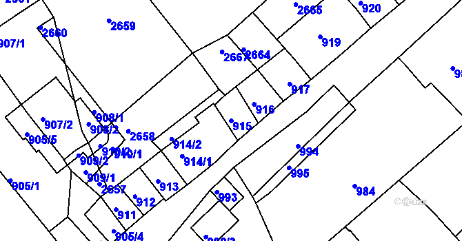 Parcela st. 915 v KÚ Valtice, Katastrální mapa