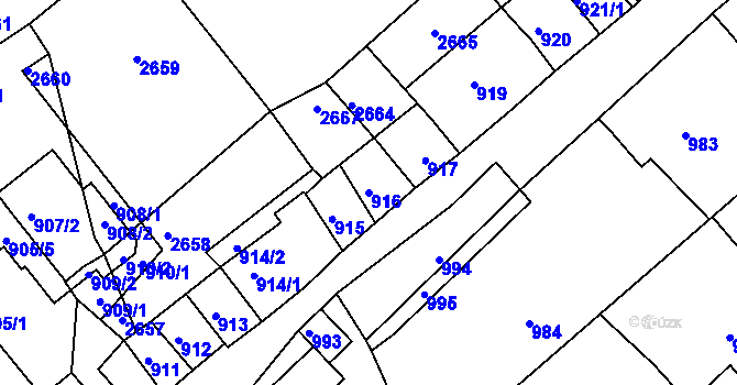 Parcela st. 916 v KÚ Valtice, Katastrální mapa