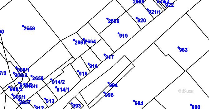 Parcela st. 917 v KÚ Valtice, Katastrální mapa