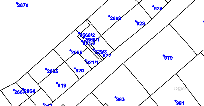 Parcela st. 922 v KÚ Valtice, Katastrální mapa