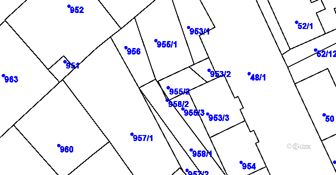 Parcela st. 955/2 v KÚ Valtice, Katastrální mapa